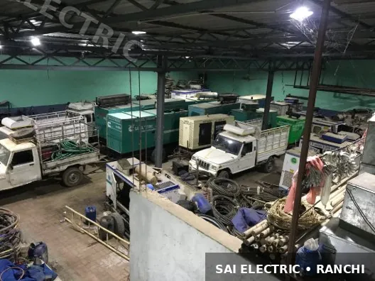 Generator Fleet Yard Ranchi | Sai Electric 1 Sai Electric generator yard at Ranchi — DG sets ready for dispatch 1