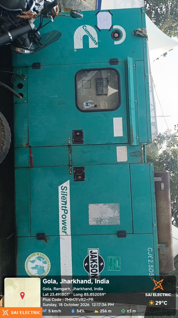 62.5 kVA Jakson silent DG set on hire in Ranchi | Sai Electric 62.5 kVA Jakson silent DG set on hire from Sai Electric, Ranchi — fleet photo 12